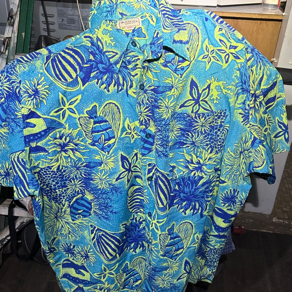 Vibrant Blue and Yellow Tropical Shirt